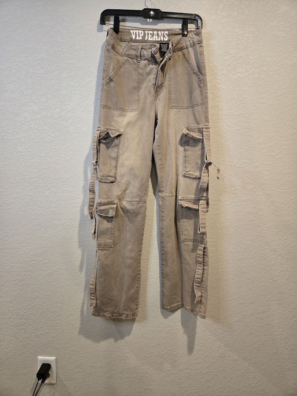 VIP Straight Leg Cargo Jeans in Taupe Wash 7/28 Y2K